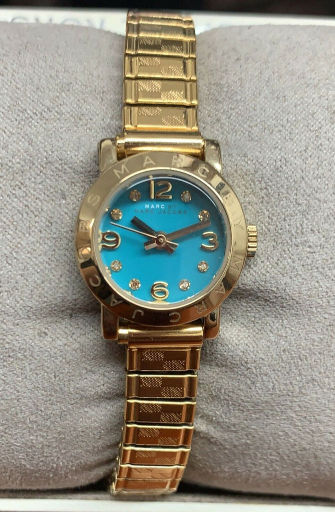 Marc Jacobs Amy Dinky Blue Dial Gold Steel Strap Watch for Women - MBM3229 Buy Now By Marc Jacobs