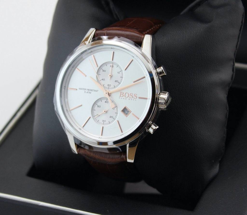 Hugo Boss Jet Chronograph Quartz Silver Dial Brown Leather Strap Watch For Men - HB1513280 Buy Now By Hugo Boss