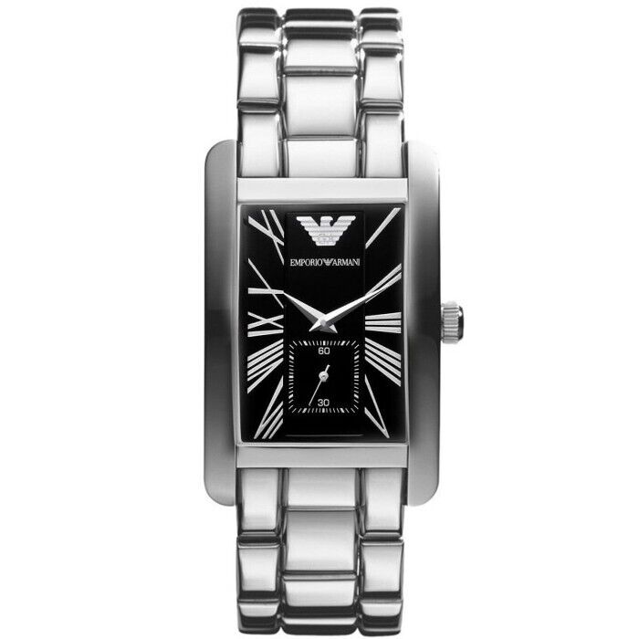 Emporio Armani Classic Black Dial Silver Stainless Steel Strap Watch For Men - AR0156 Buy Now By Emporio Armani