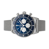 Breitling Superocean Heritage B01 Chronograph 44 Blue Dial Silver Mesh Bracelet Watch for Men - AB0162161C1A1 Buy Now By Breitling