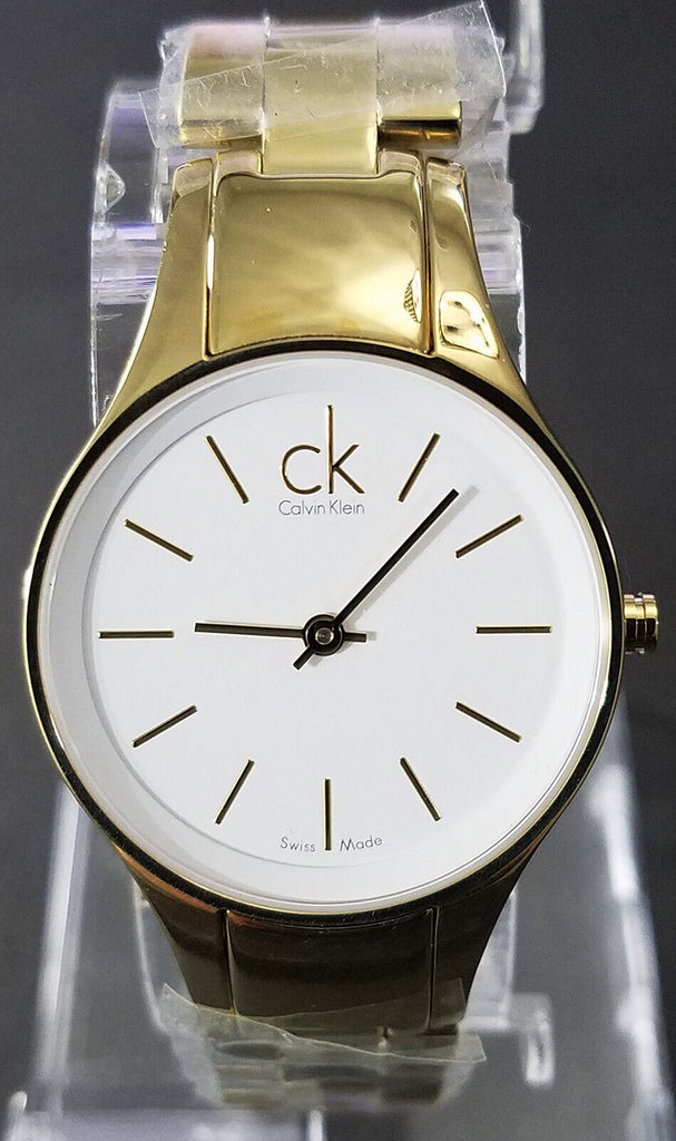Calvin Klein Simplicity White Dial Gold Steel Strap Watch for Women - K4323212 Buy Now By Calvin Klein