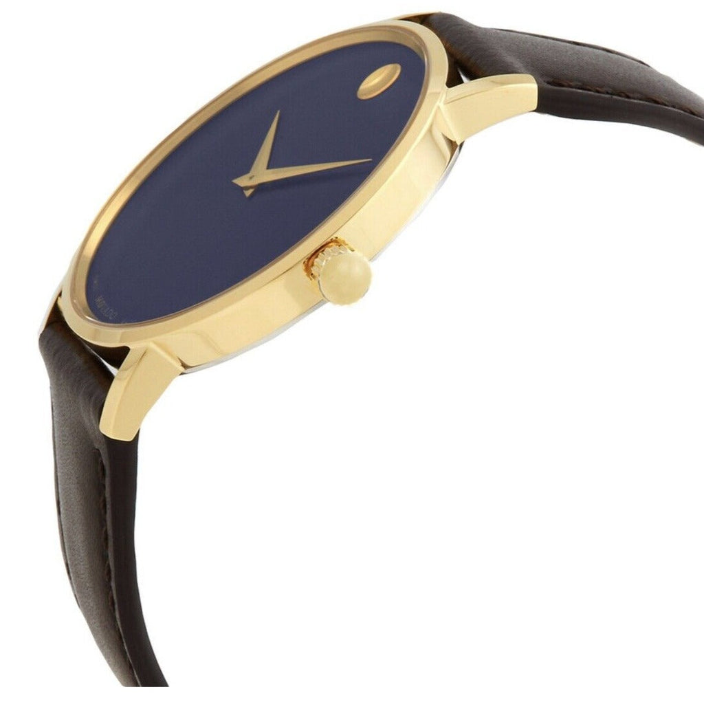 Movado Ultra Slim Blue Dial Brown Leather Strap Watch For Women - 0607092 Buy Now By Movado