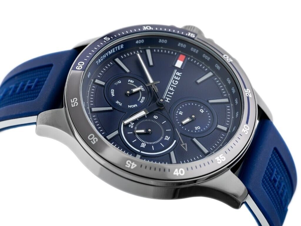 Tommy Hilfiger Bank Blue Dial Blue Rubber Strap Watch for Men - 1791721 Buy Now By Tommy Hilfiger