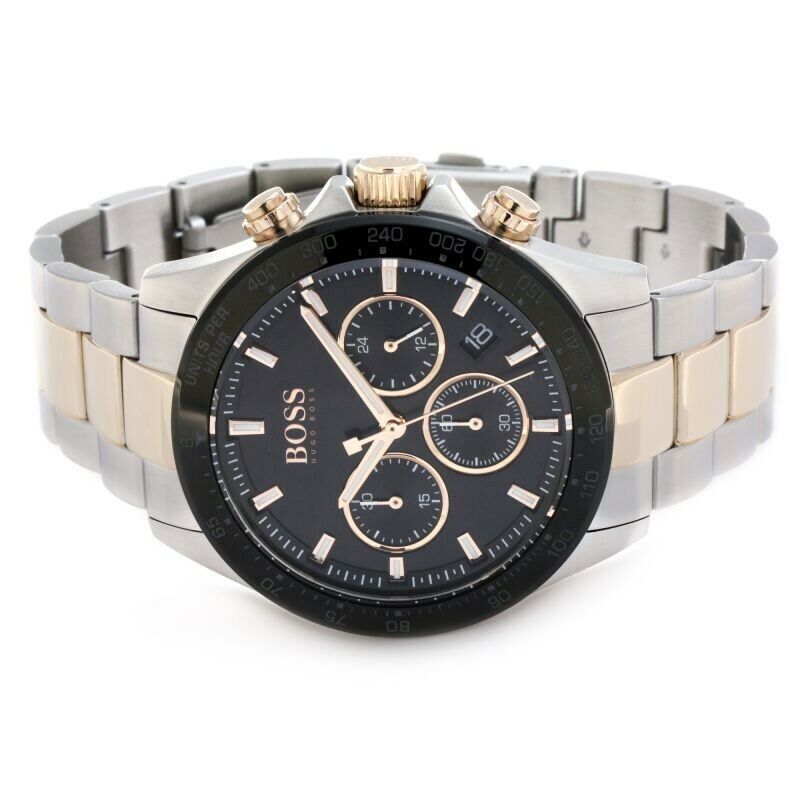 Hugo Boss Here Chronograph Black Dial Two Tone Steel Strap Watch for Men - 1513757 Buy Now By Hugo Boss