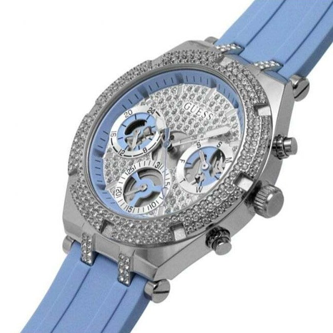 Guess Heiress Diamonds Blue Dial Blue Rubber Strap Watch for Women - GW0407L1 Buy Now By Guess