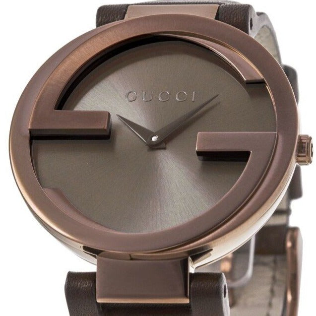 Gucci Interlocking Brown Dial Brown Leather Strap Watch For Women - YA133309 Buy Now By Gucci