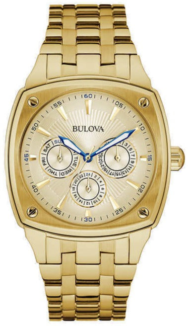 Bulova Multifunction White Dial Gold Steel Strap Watch for Men - 97C105 Buy Now By Bulova