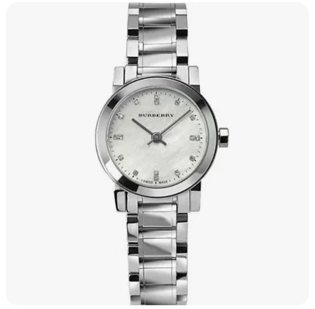 Burberry The City Diamonds Mother of Pearl Dial Silver Steel Strap Watch for Women - BU9224 Buy Now By Burberry