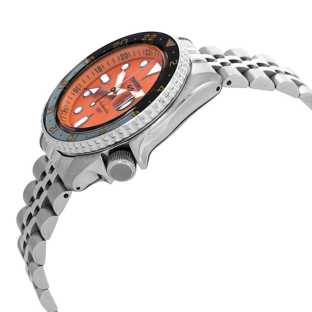 Seiko 5 Sports GMT Automatic Orange Dial Silver Steel Strap Watch For Men - SSK005K1 Buy Now By Seiko