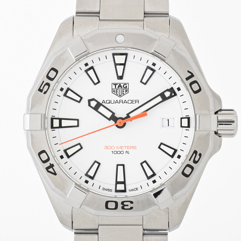 Tag Heuer Aquaracer Quartz White Dial Silver Steel Strap Watch for Men - WBD1111.BA0928 Buy Now By Tag Heuer