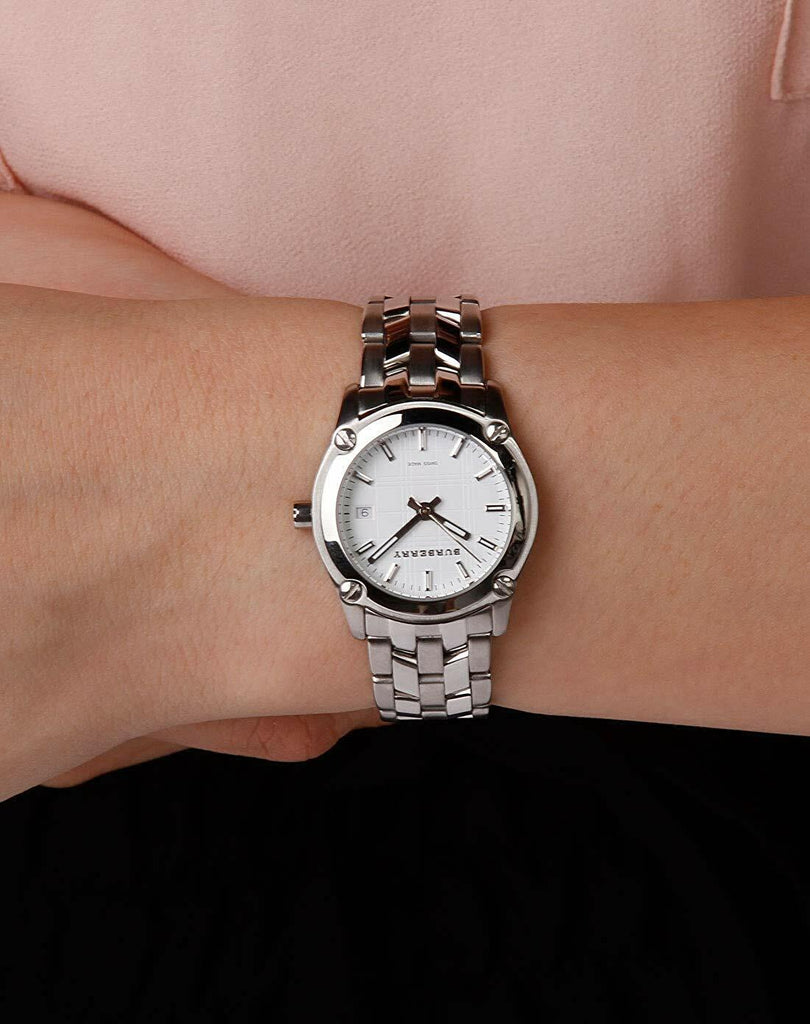 Burberry Heritage Check White Dial Silver Steel Strap Watch for Women - BU1853 Buy Now By Burberry