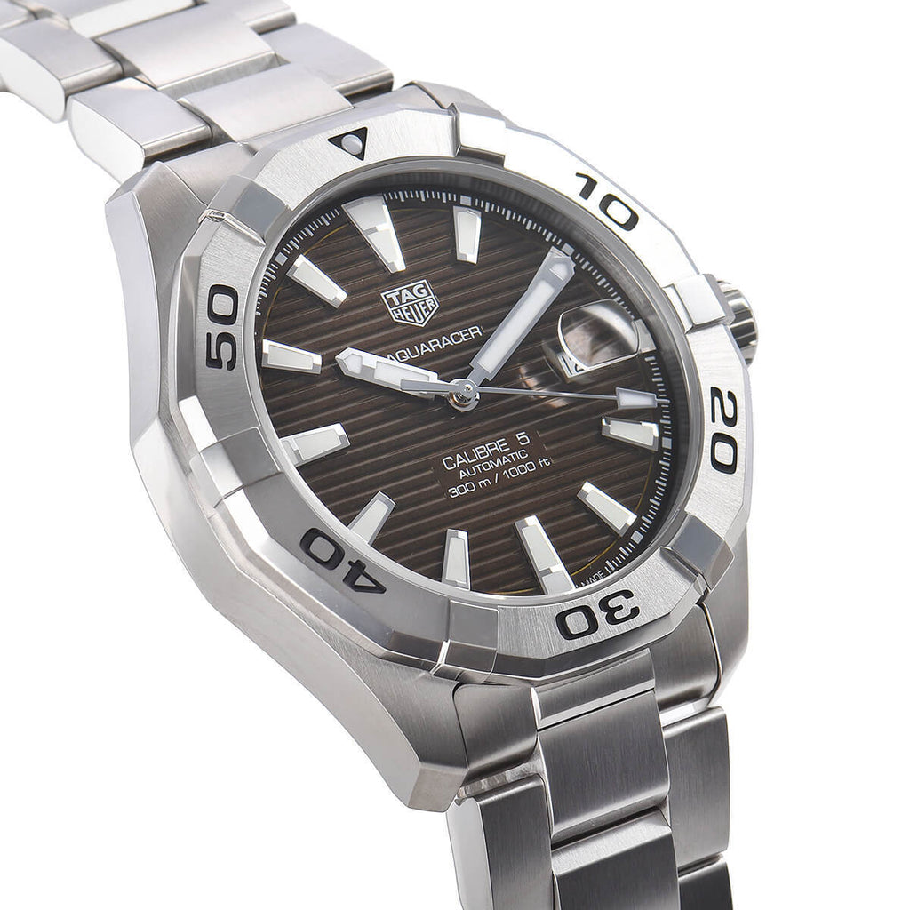 Tag Heuer Aquaracer Calibre 5 Automatic Sunray Brown Dial Silver Steel Strap Watch for Men - WAY2018.BA0927 Buy Now By Tag Heuer