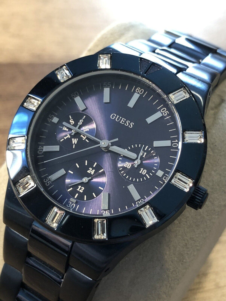 Guess Glisten Analog Blue Dial Blue Steel Strap Watch for Women - W0027L3 Buy Now By Guess