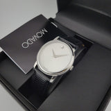 Movado Museum Quartz Silver Dial Black Leather Strap Watch For Men - 2100001 Buy Now By Movado