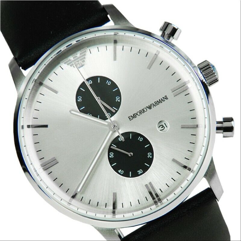 Emporio Armani Gianni White Dial Black Leather Strap Watch For Men - AR0385 Buy Now By Emporio Armani