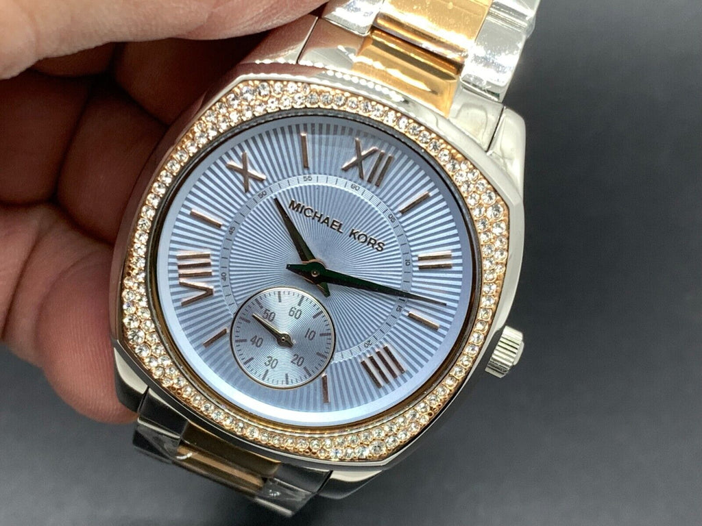Michael Kors Bryn Quartz Blue Dial Two Tone Steel Strap Watch For Women - MK6136