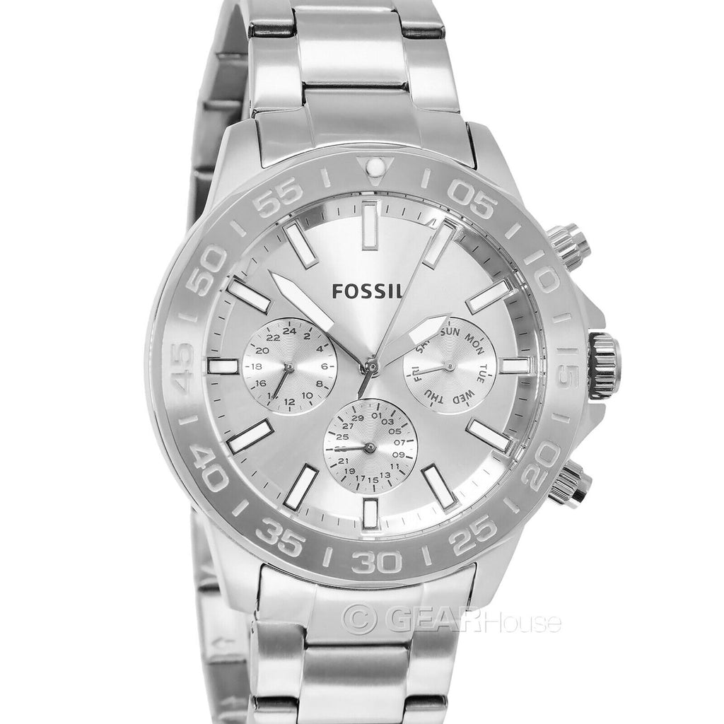 Fossil Bannon Multifunction Chronograph Silver Dial Silver Steel Strap Watch for Men - BQ2490 Buy Now By Fossil
