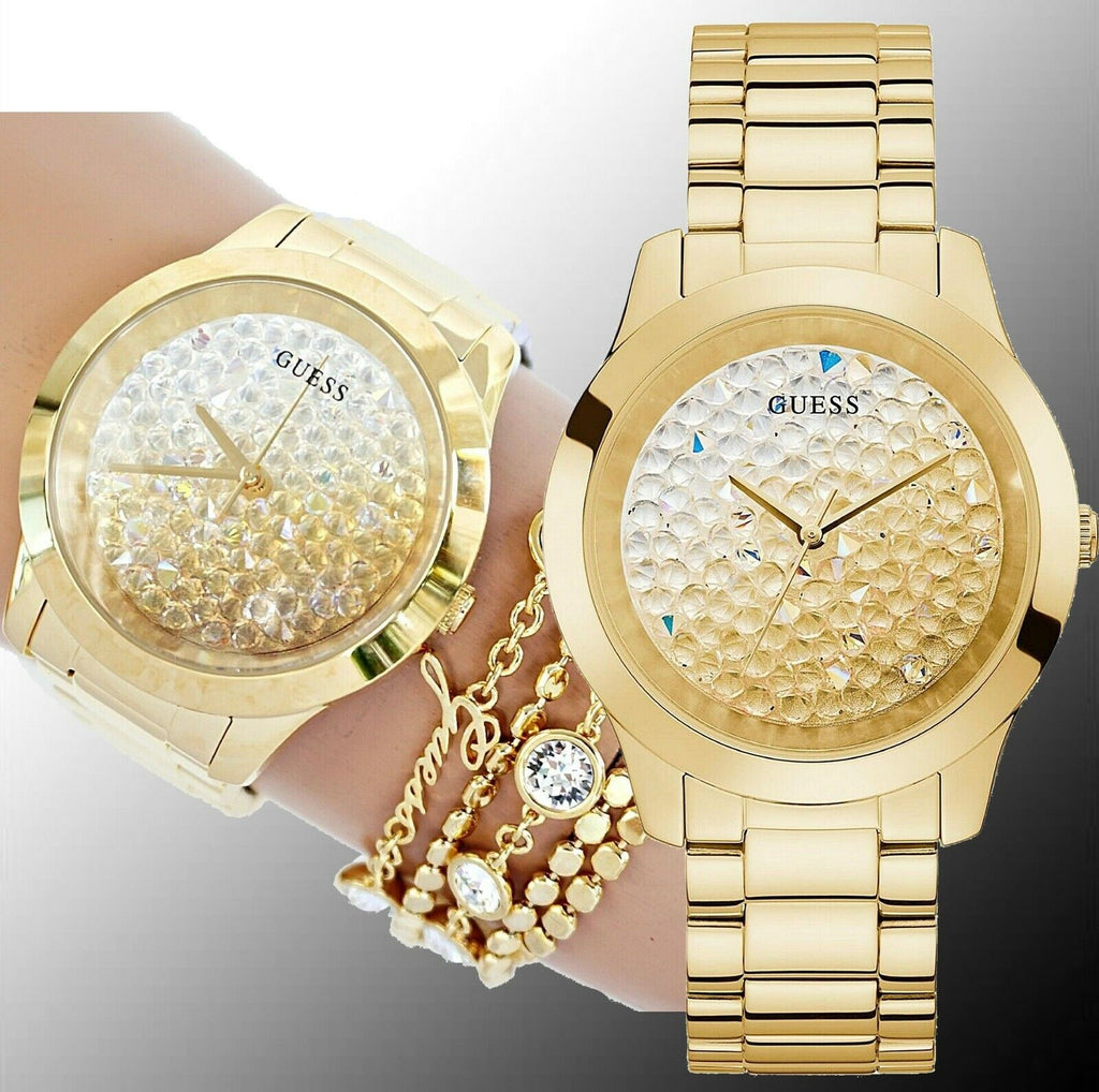 Guess Crush Gold Dial Gold Steel Strap Watch For Women - GW0020L2 Buy Now By Guess