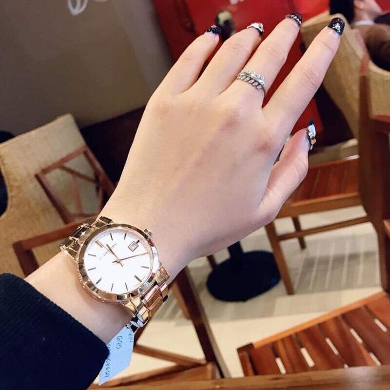 Burberry The City White Dial Rose Gold Steel Strap Watch for Women - BU9104 Buy Now By Burberry