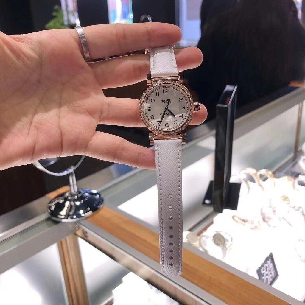 Coach Madison White Dial White Leather Strap Watch for Women - 14502401 Buy Now By Coach