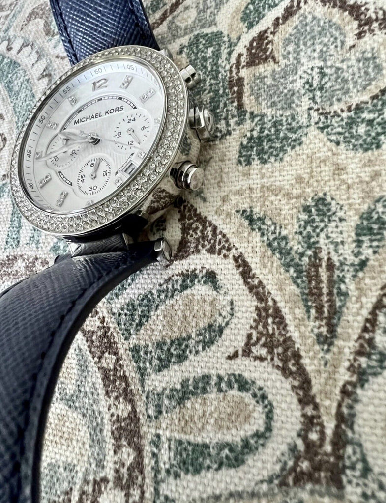 Michael Kors Parker White Dial Navy Blue Leather Strap Watch for Women - MK2293 Buy Now By Michael Kors