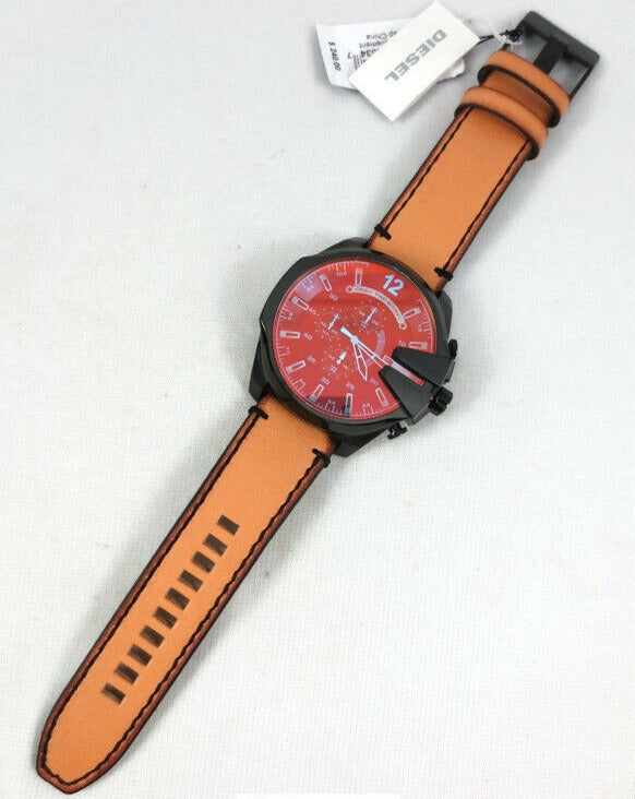 Diesel Mega Chief Chronograph Black Dial Brown Leather Strap Watch For Men - DZ4476 Buy Now By Diesel