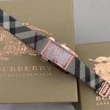 Burberry The Pioneer Rose Gold Dial Haymarket Brown Leather Strap Watch for Women - BU9408 Buy Now By Burberry