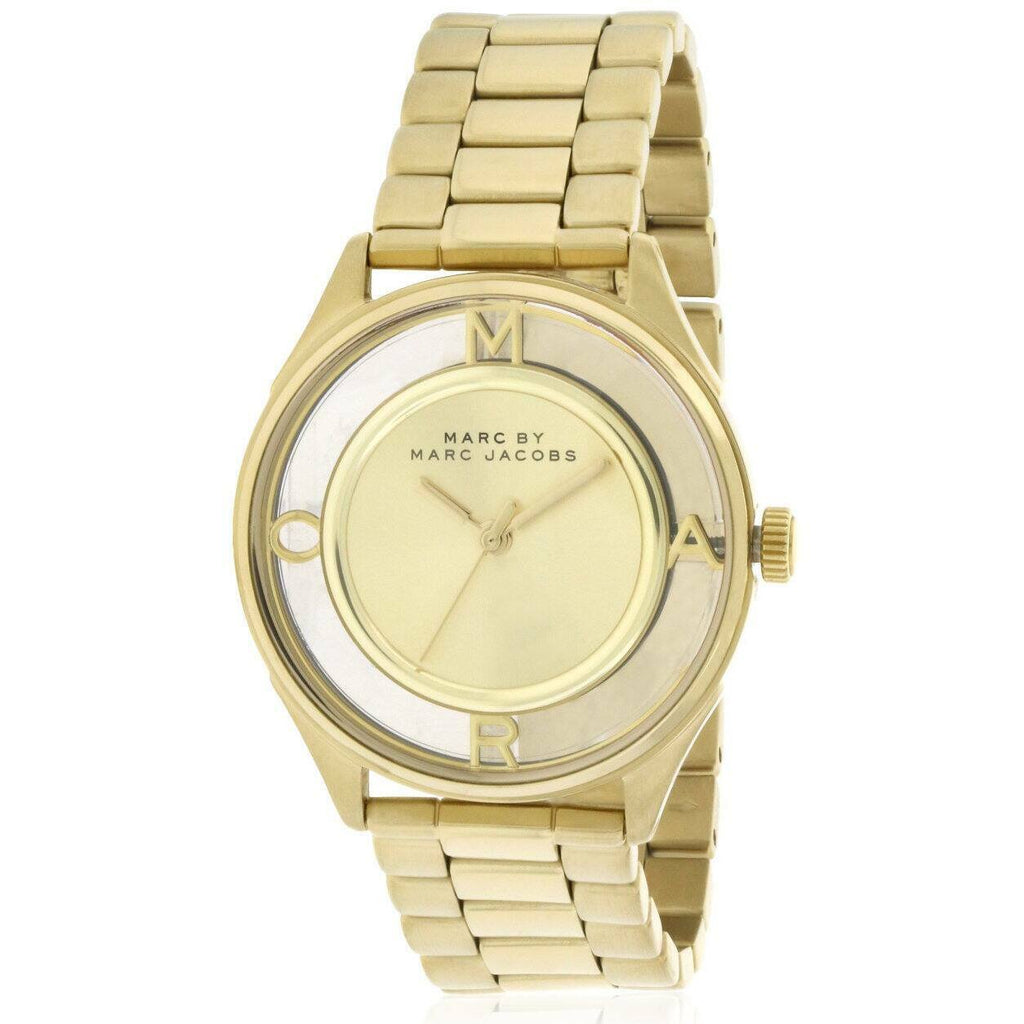 Marc Jacobs Marc Tether Transparent Gold Dial Gold Steel Strap Watch for Women - MBM3413 Buy Now By Marc Jacobs