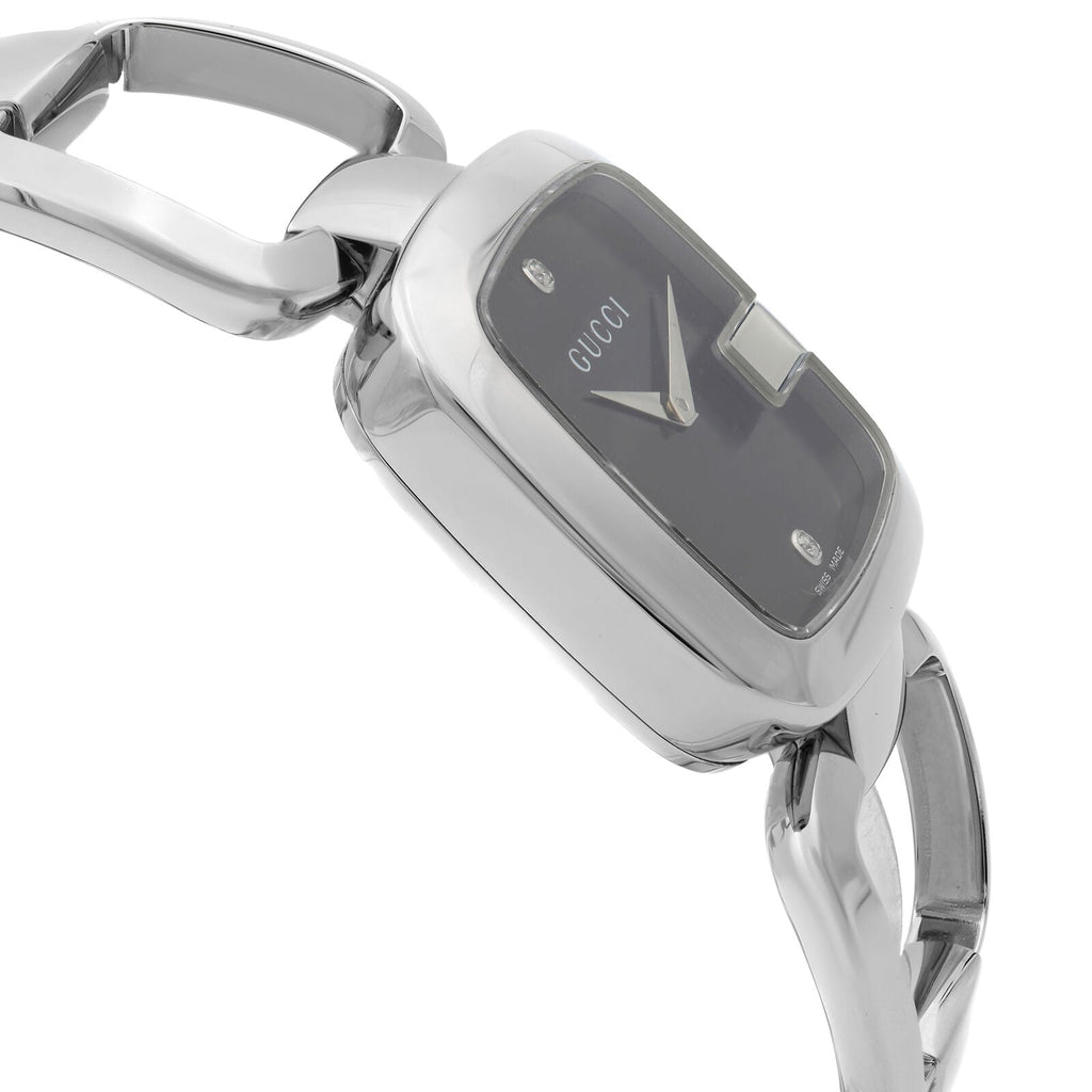 Gucci G Gucci Diamonds Black Dial Silver Steel Strap Watch For Women - YA125406 Buy Now By Gucci