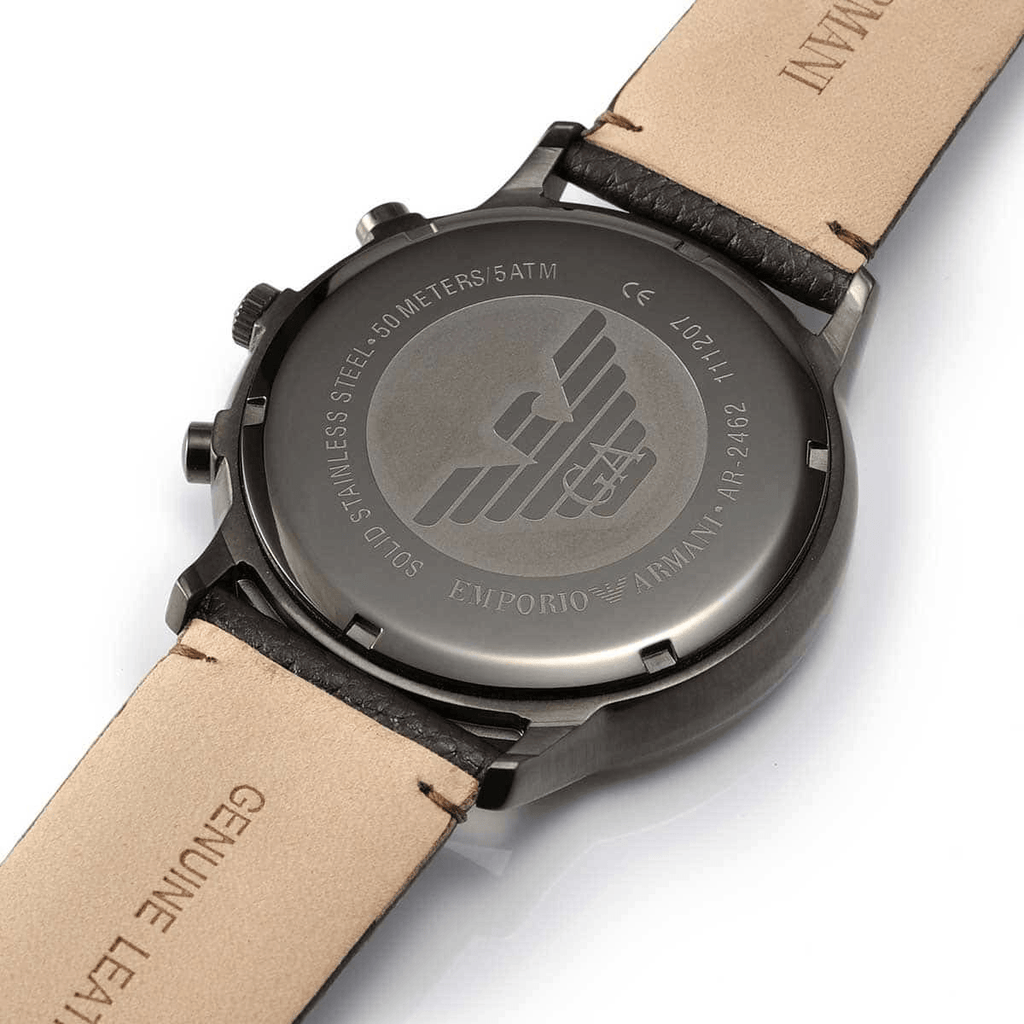 Emporio Armani Sportivo Black Dial Brown Leather Strap Watch For Men - AR2462 Buy Now By Emporio Armani