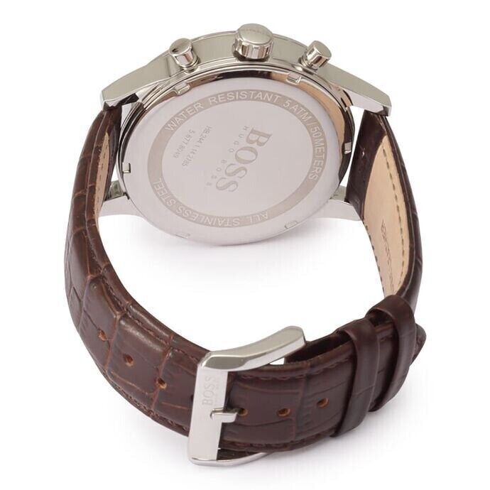 Hugo Boss Aeroliner Chronograph Quartz Grey Dial Brown Leather Strap Watch For Men - HB1512570 Buy Now By Hugo Boss
