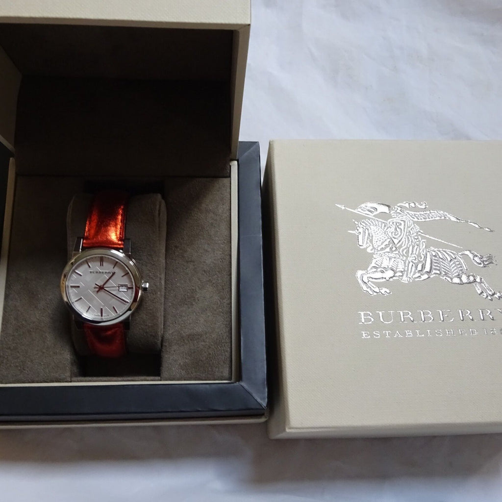 Burberry The City Silver Dial Orange Leather Strap Watch for Women - BU9121 Buy Now By Burberry