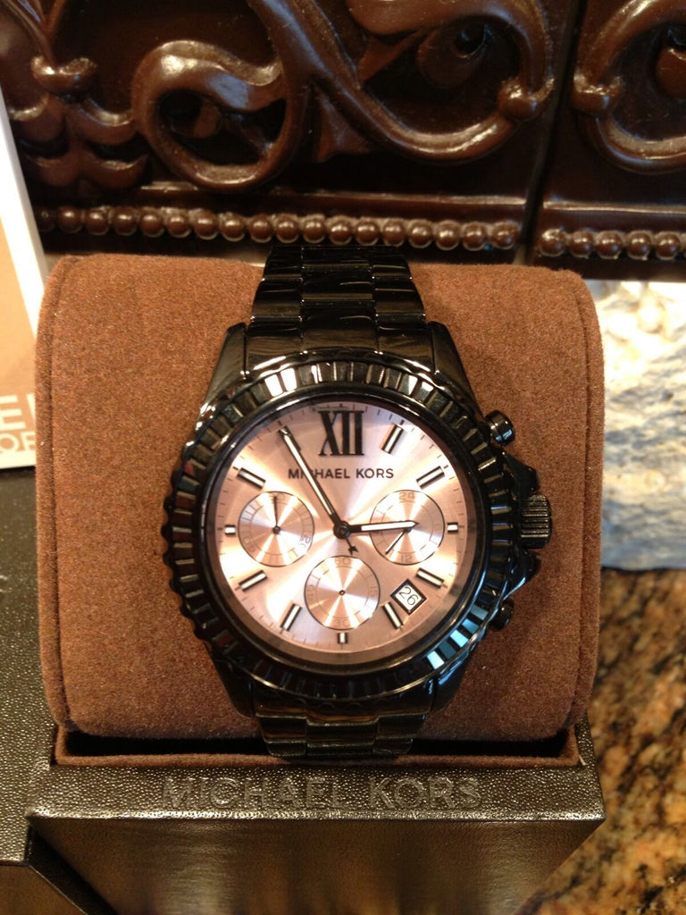 Michael Kors Everest Quartz Rose Gold Dial Black Steel Strap Watch For Women - MK5872 Buy Now By Michael Kors