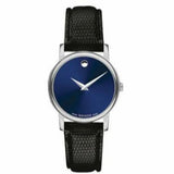 Movado Museum Blue Dial Black Leather Strap Watch For Women - 2100010 Buy Now By Movado