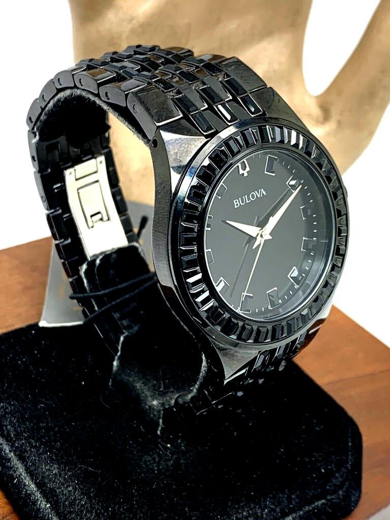 Bulova Crystal Collection Phantom Black Dial Black Steel Strap Watch for Men - 98A240 Buy Now By Bulova