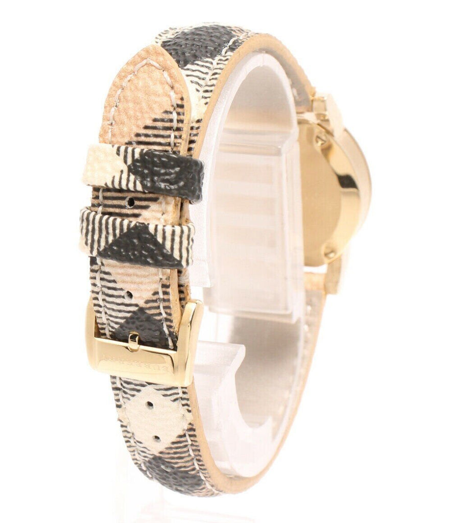 Burberry The City Gold Dial Haymarket Brown Leather Strap Watch for Women - BU9219 Buy Now By Burberry
