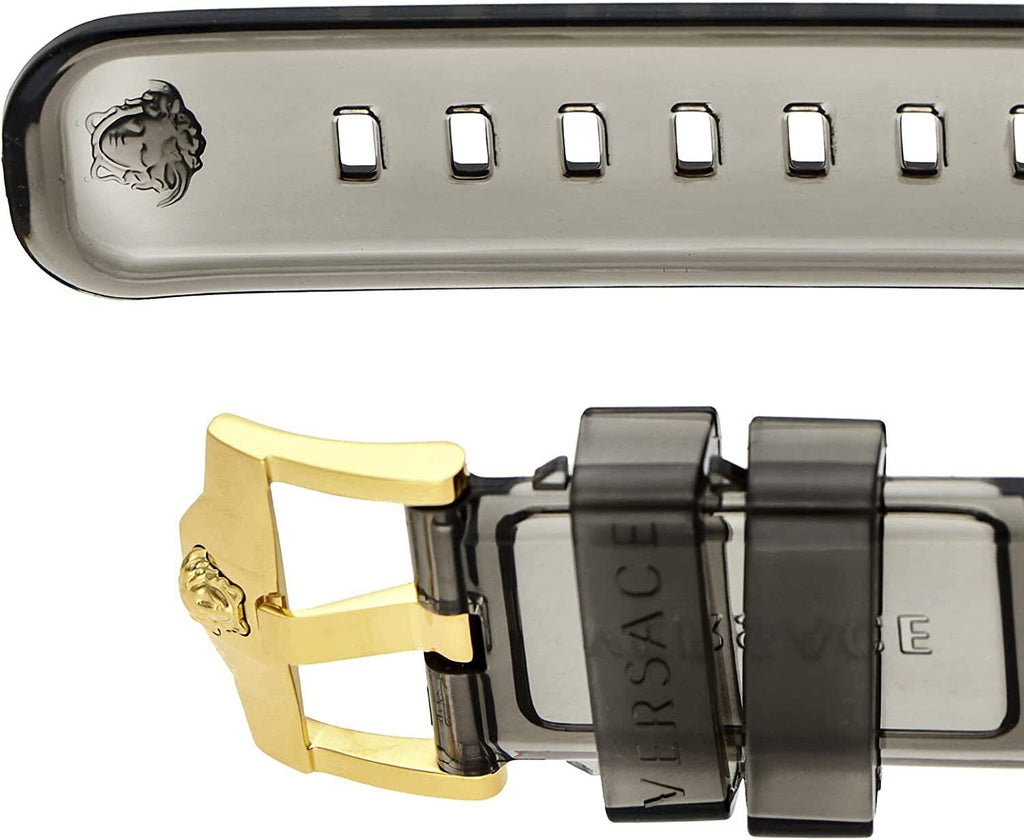 Versace Icon Active Chronograph Gold Dial Black Silicone Strap Watch For Men - VEZ700321 Buy Now By Versace