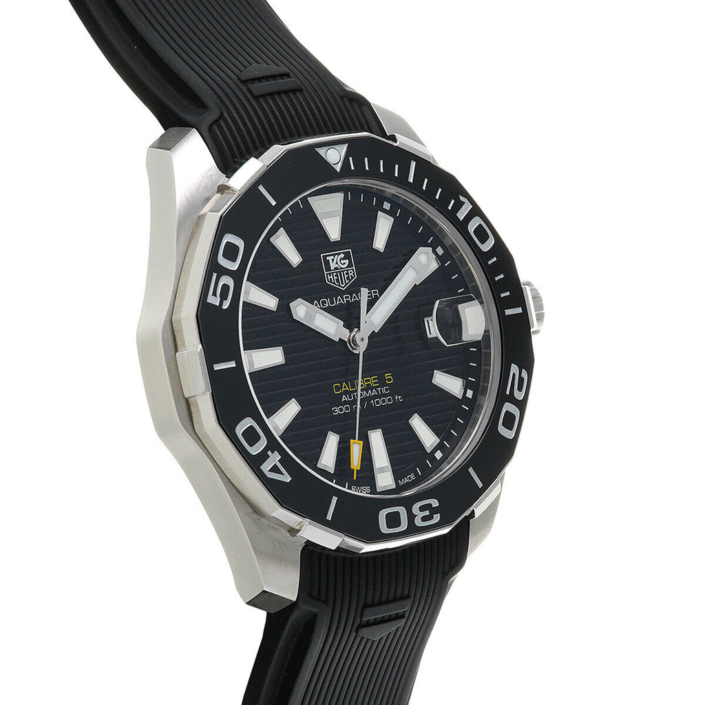 Tag Heuer Aquaracer Calibre 5 Automatic Black Dial Black Rubber Strap Watch for Men - WAY211A.FT6151 Buy Now By Tag Heuer
