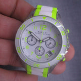 Marc Jacobs Rock Chronograph White Dial White & Green Silicone Strap Watch for Women - MBM2592 Buy Now By Marc Jacobs