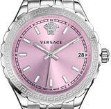 Versace Hellenyium Pink Dial Silver Steel Strap Watch for Women - V12010015 Buy Now By Versace