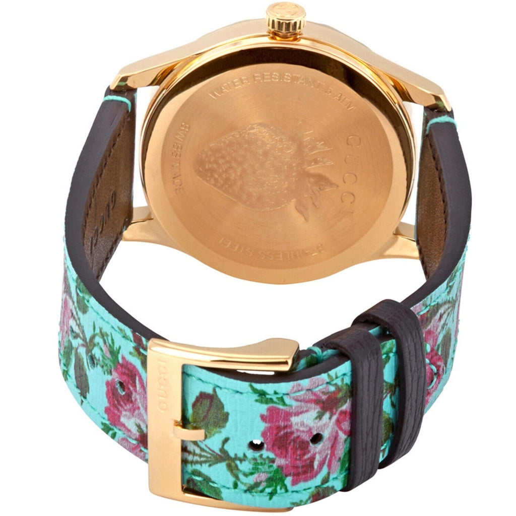 Gucci G Timeless Floral Turquoise Dial Turquoise Leather Strap Watch For Women - YA1264085 Buy Now By Gucci