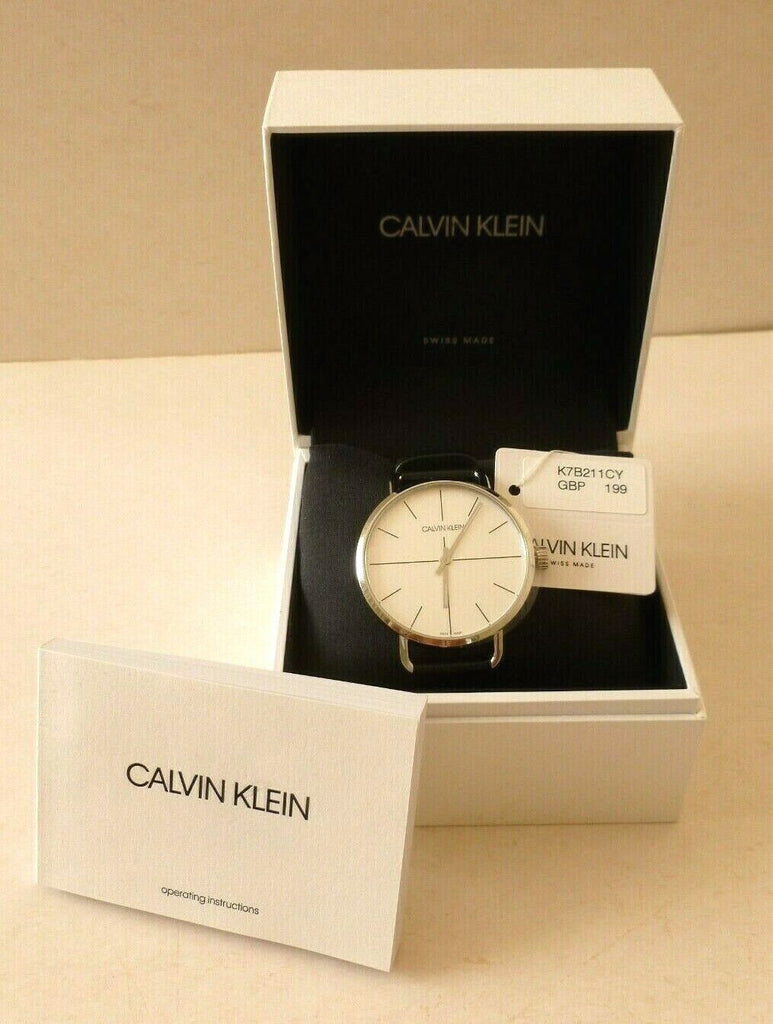 Calvin Klein Even Silver Dial Black Leather Strap Watch for Men - K7B211CY Buy Now By Calvin Klein