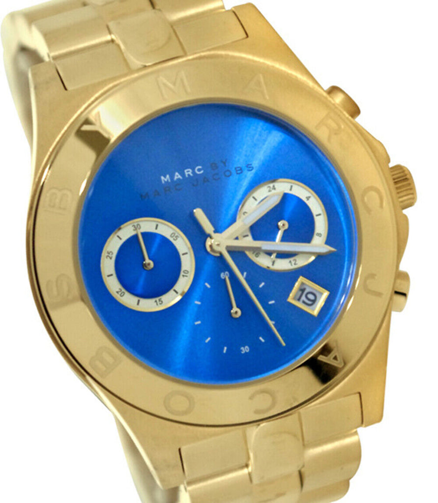 Marc Jacobs Blade Chronograph Blue Dial Gold Steel Strap Watch for Women - MBM3307 Buy Now By Marc Jacobs