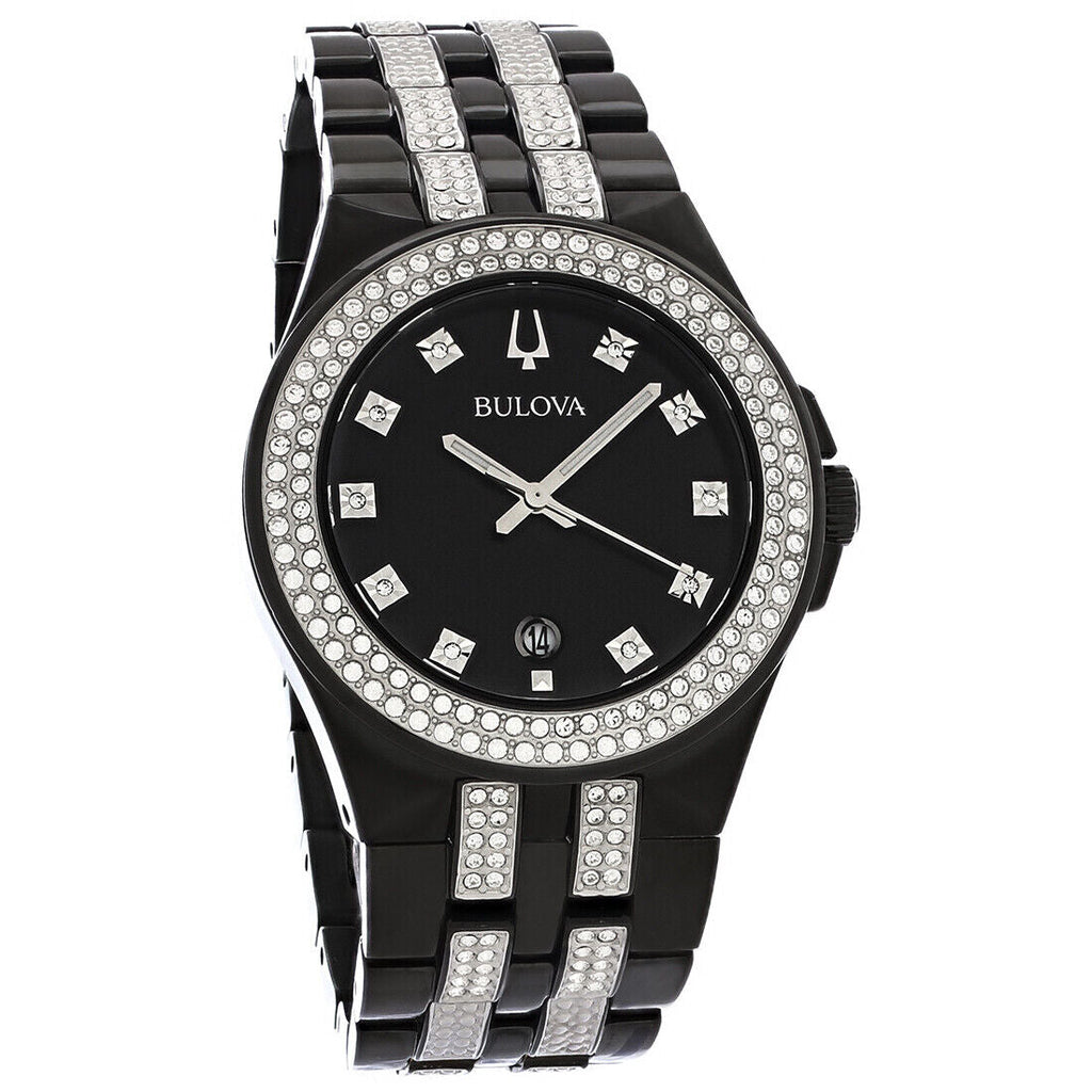 Bulova Crystal Collection Black Dial Two Tone Steel Strap Watch for Men - 98K101 Buy Now By Bulova