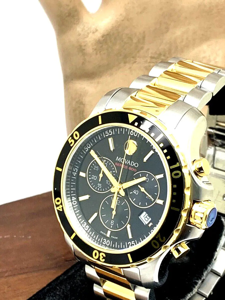 Movado Series 800 Chronograph Black Dial Two Tone Steel Strap Watch For Men - 2600146 Buy Now By Movado