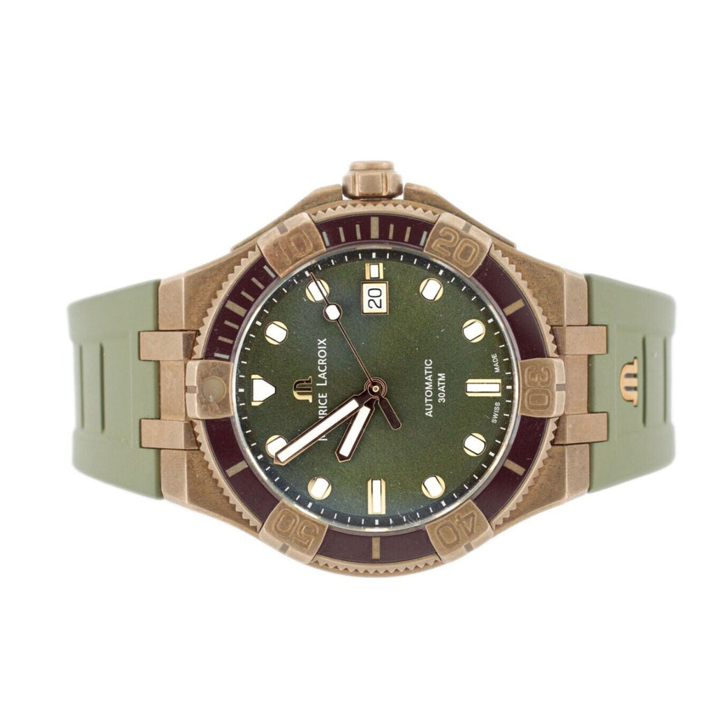 Maurice Lacroix Aikon Venturer Bronze Dial Green Rubber Strap Watch For Men - AI6058-BRZ01-630-1 Buy Now By Maurice Lacroix