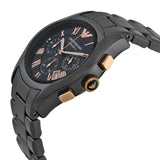 Emporio Armani Valente Ceramica Chronograph Black Dial Black Steel Strap Watch For Men - AR1410 Buy Now By Emporio Armani