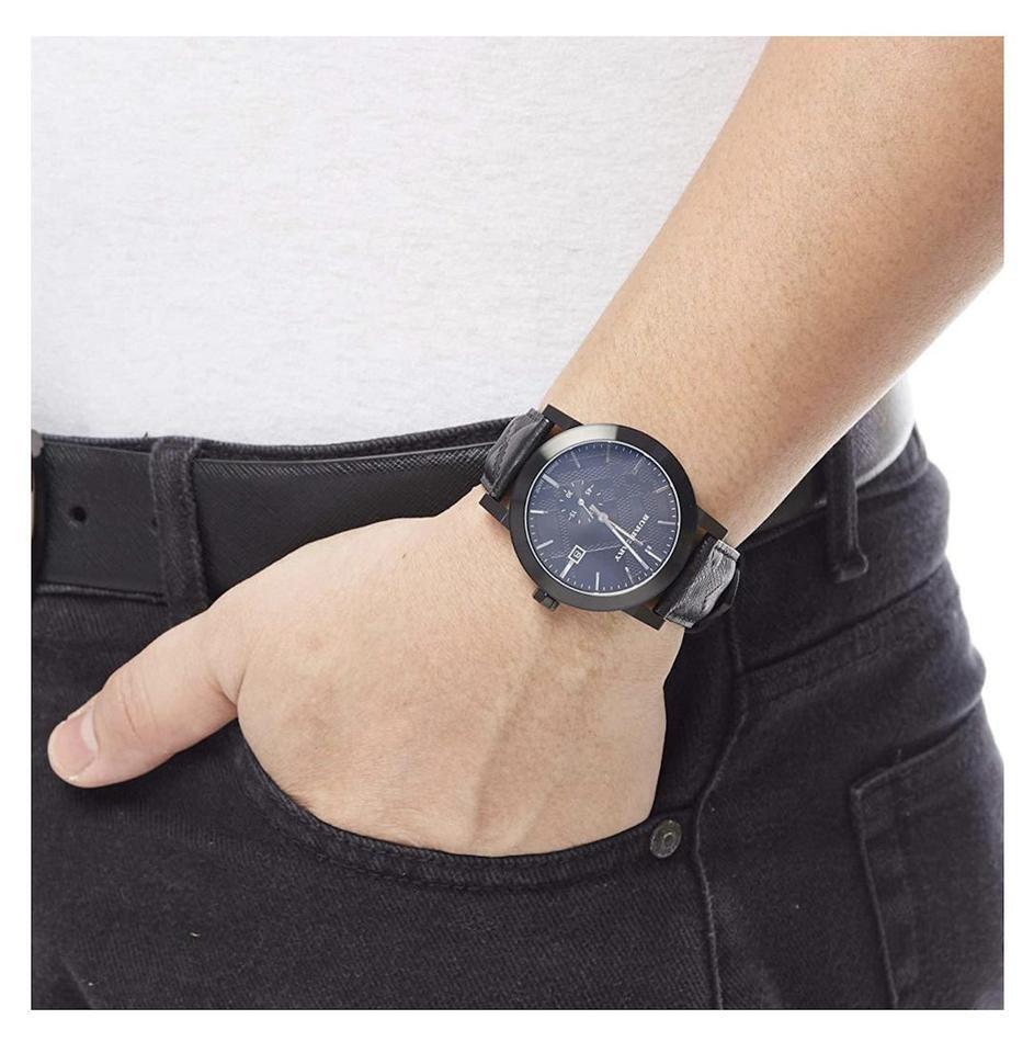 Burberry The City Black Dial Black Leather Strap Watch for Men - BU9906 Buy Now By Burberry