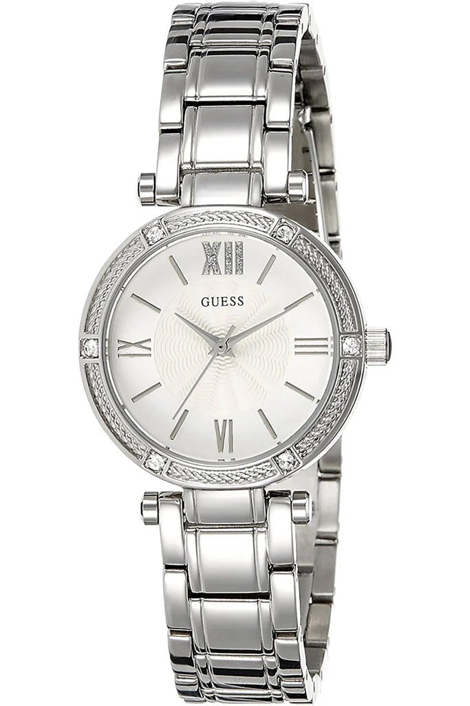 Guess Park Ave White Dial Silver Steel Strap Watch for Women - W0767L1 Buy Now By Guess