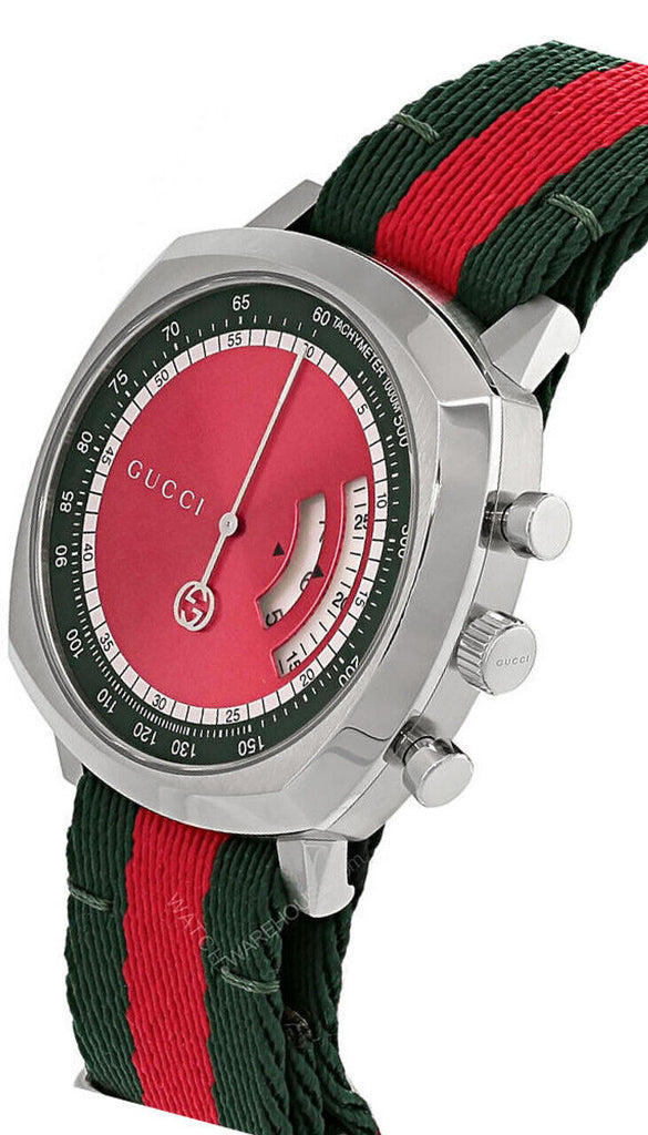 Gucci Grip Quartz Chronograph Red Dial Two Tone NATO Strap Watch for Men - YA157304 Buy Now By Gucci